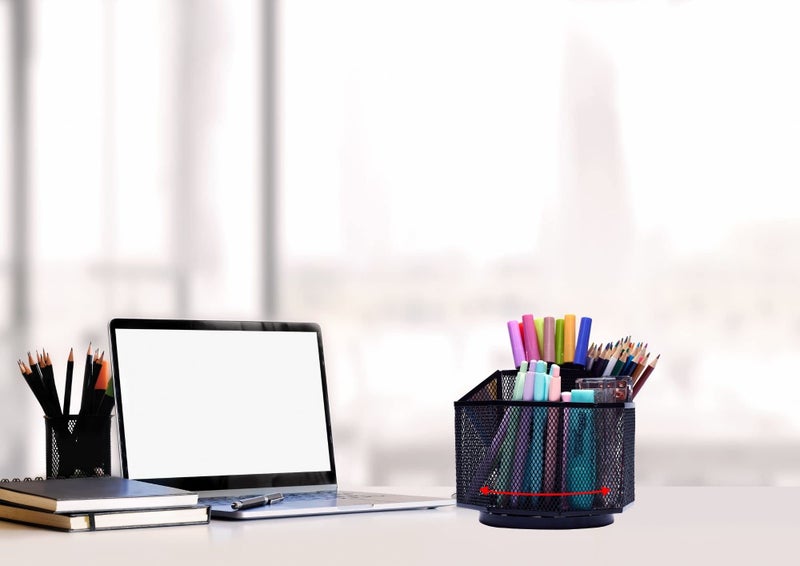 Exerz Desk Organiser/Mesh Desk Tidy Candy/Pen Holder/Multifunctional Organiser 360 Rotating - Image 5
